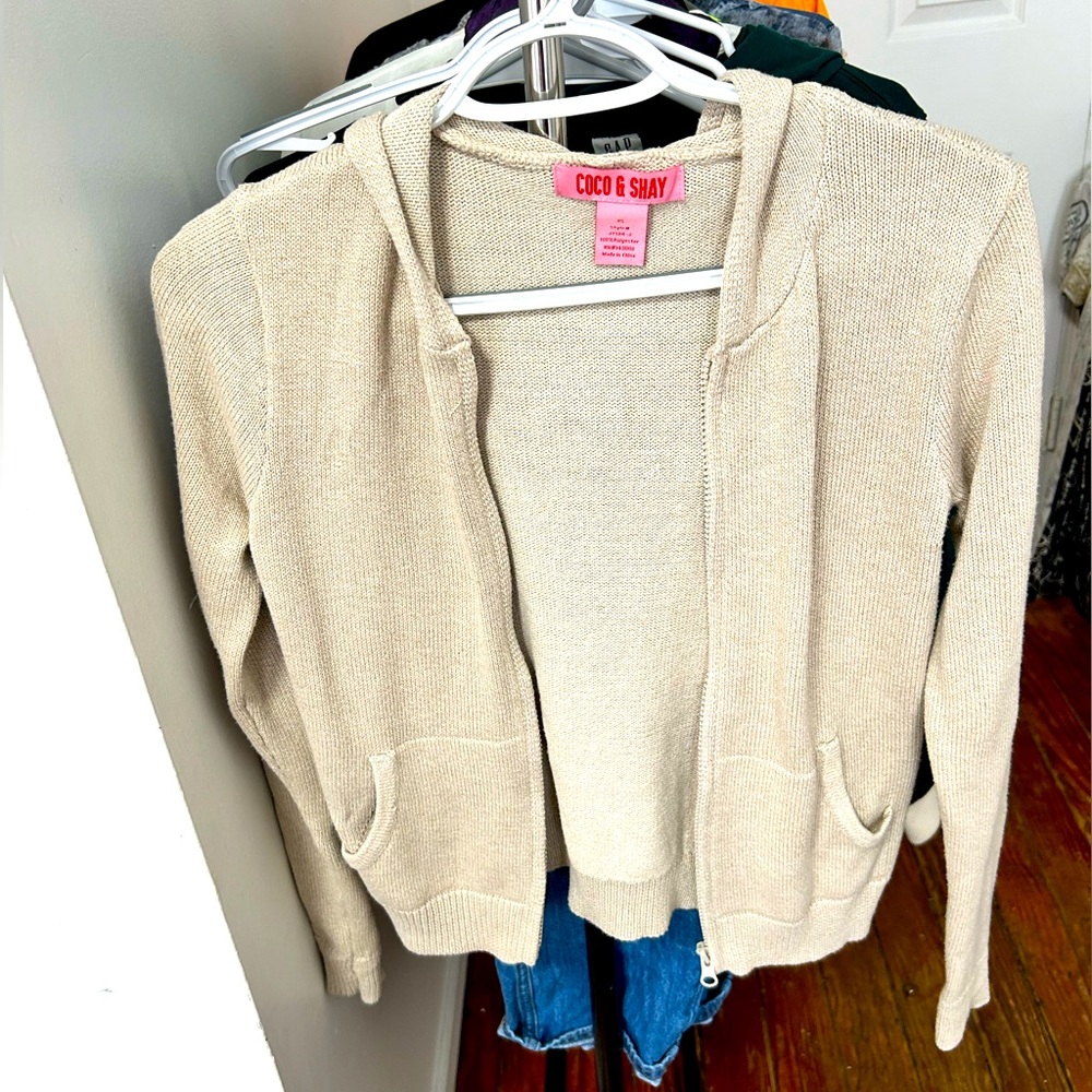Cream zip up sweater